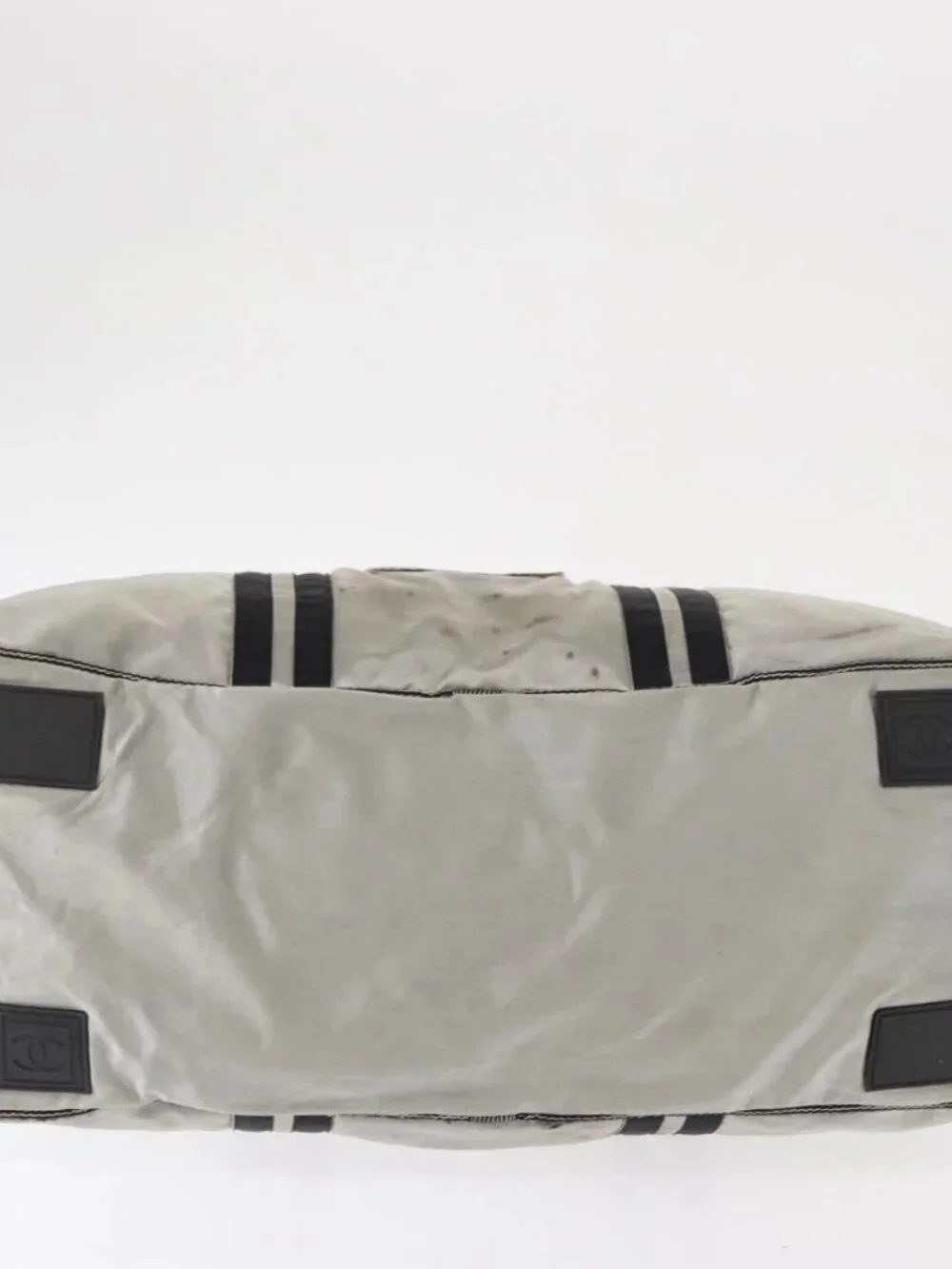 CHANEL Sports Line Boston Bag Nylon Silver CC Auth BA7758